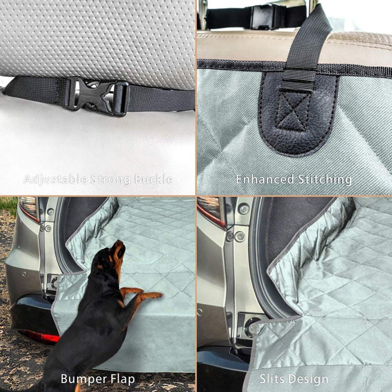 F-color SUV Cargo Liner for Dogs, Water Resistant Pet Cargo Cover Dog Seat Cover Mat for SUVs Sedans Vans with Bumper Flap Protector, Non-Slip, Large Size Universal Fit, Grey - Image 5